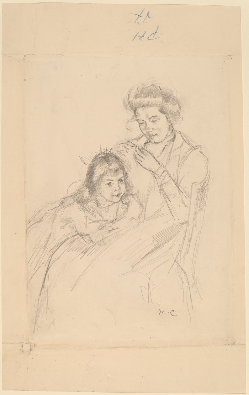 Margot Appoggiata al Ginocchio di Reine, c. 1902 da Mary Cassatt