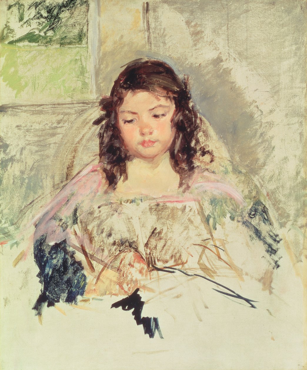 Schizzo per "Françoise su una sedia a schienale rotondo, che legge" o "Una ragazza in rosa" c.1908 da Mary Cassatt
