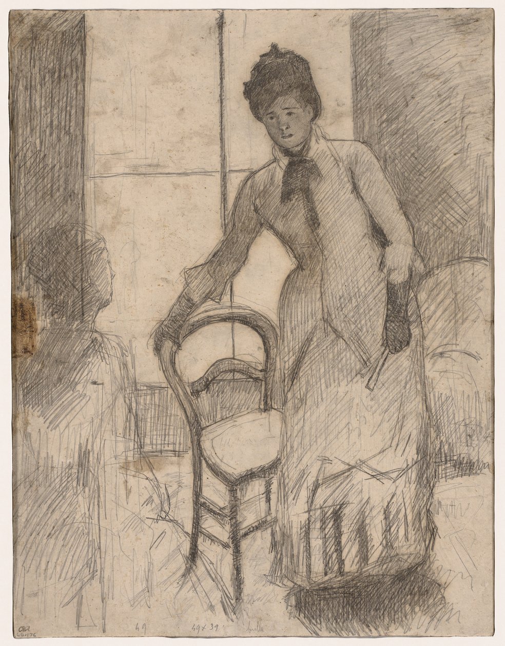 Il visitatore recto, Il visitatore verso, c. 1881 da Mary Cassatt