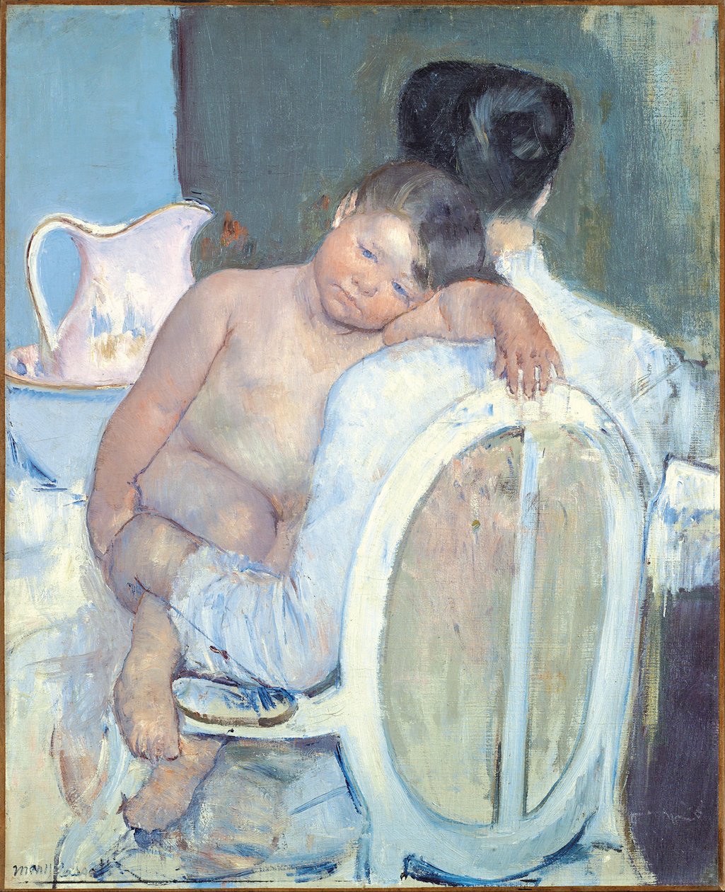 Donna seduta con un bambino in braccio da Mary Cassatt