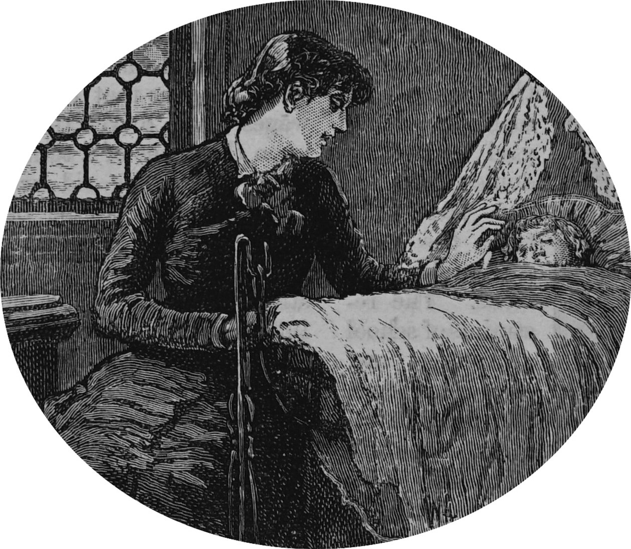 Una madre che controlla il suo bambino che dorme da Mary Ellen Edwards