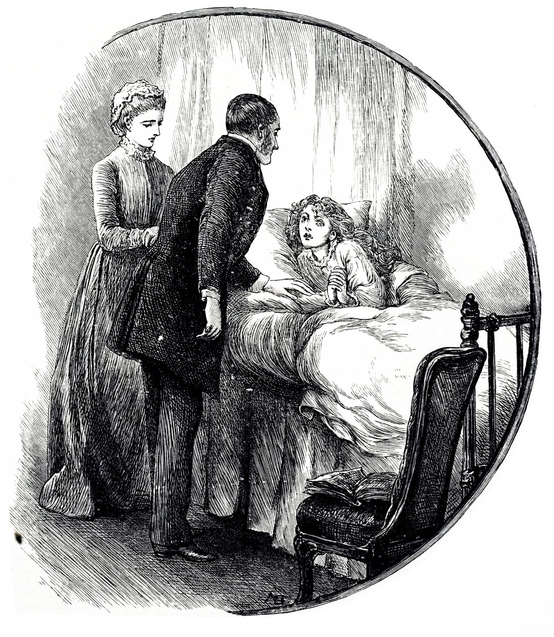Incisione che raffigura un medico che visita il suo giovane paziente a casa da Mary Ellen Edwards