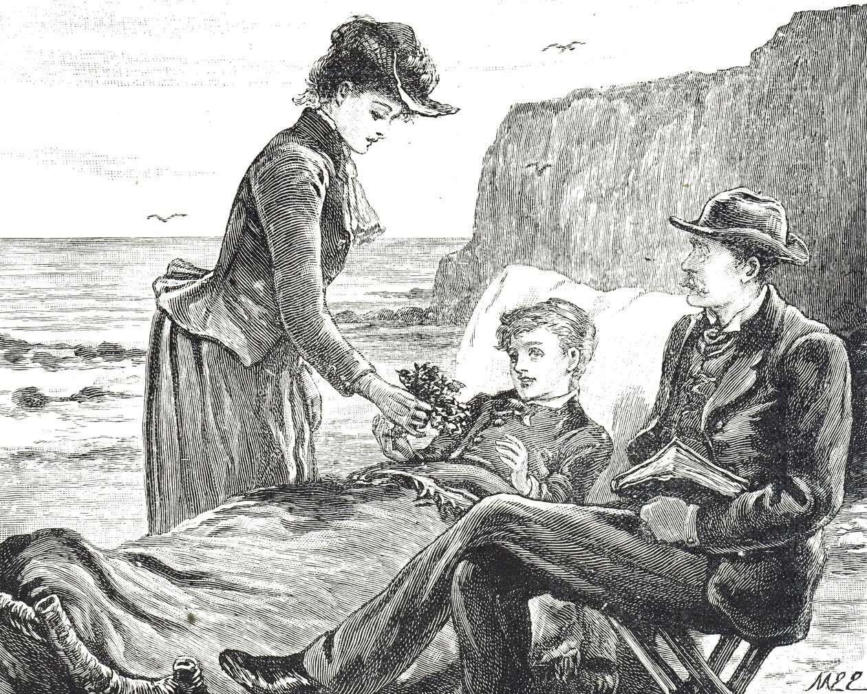 Incisione che raffigura un ragazzo storpio al mare da Mary Ellen Edwards