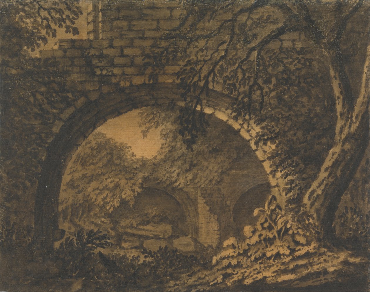 Un arco nella volta di una rovina invasa dalla vegetazione da Mary Harcourt
