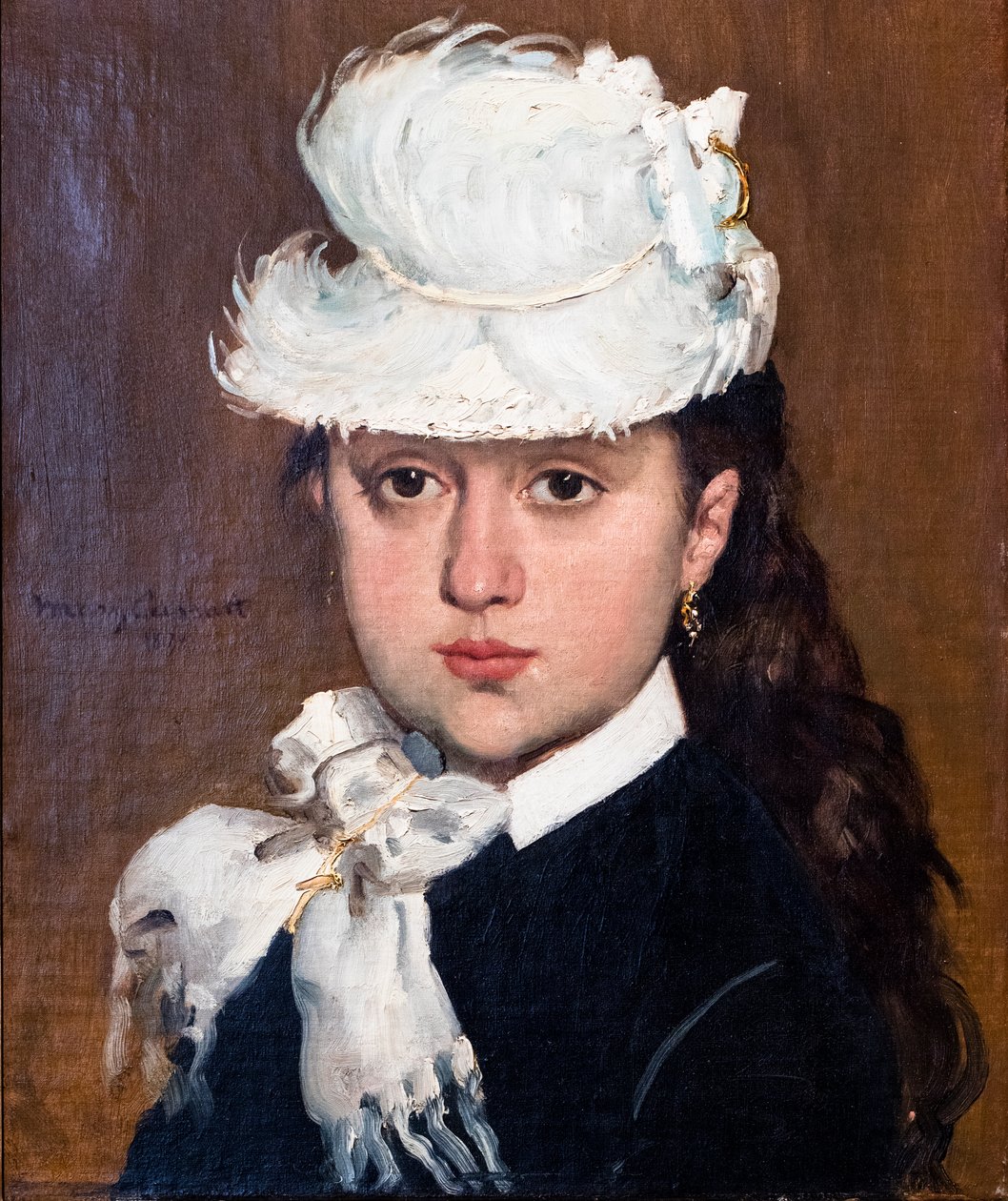 Ritratto di giovane donna con cappello bianco da Mary Stevenson Cassatt