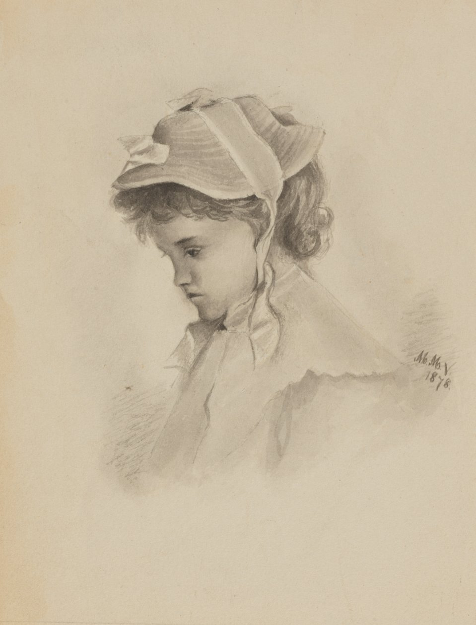 Senza titolo Testa di un bambino che guarda in basso, 1878 da Mary Vaux Walcott