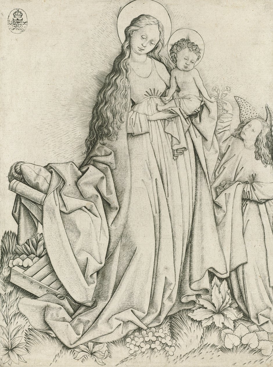 Madonna con Angelo che Dona Rose da Master E.S.