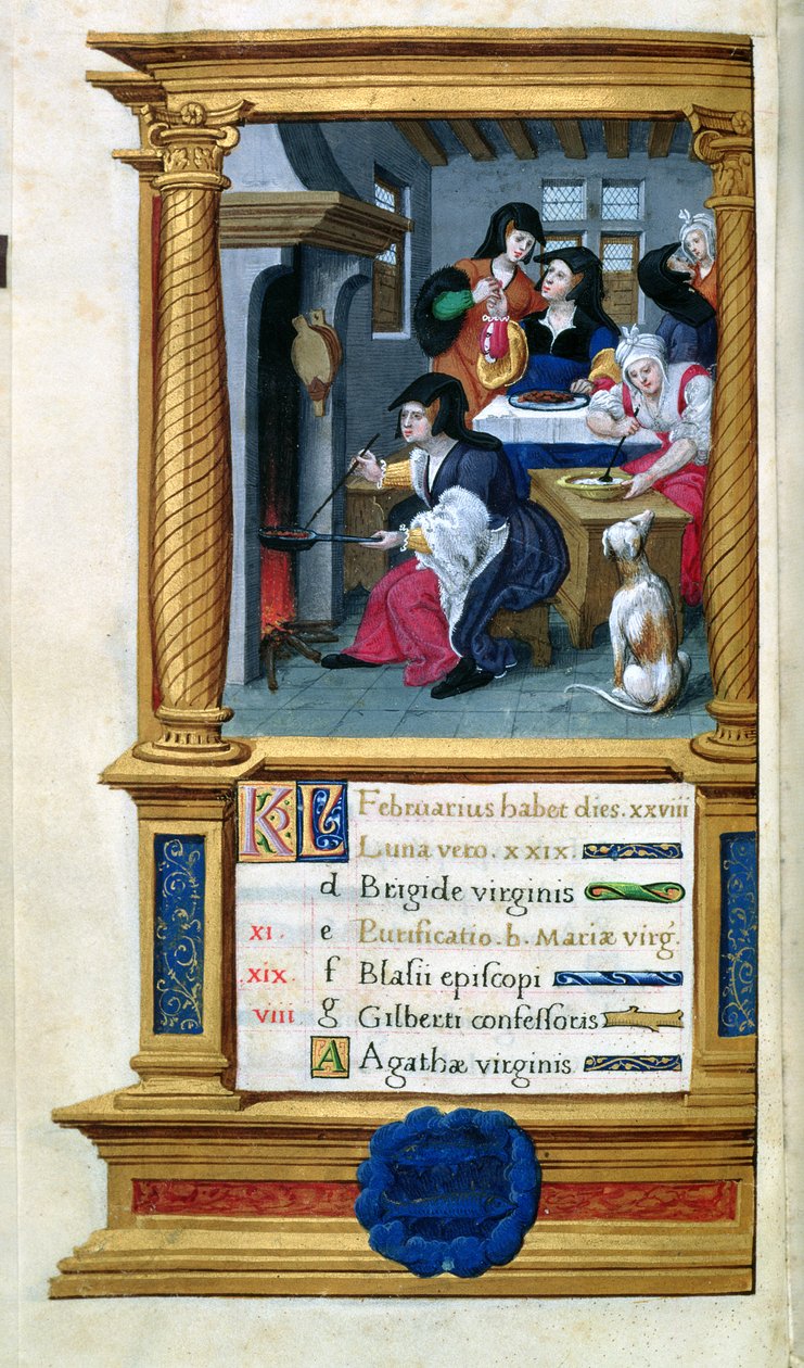 MS W449 fol.3v Febbraio: Cucina e banchetti, c.1525 da Master Jean de Mauleon