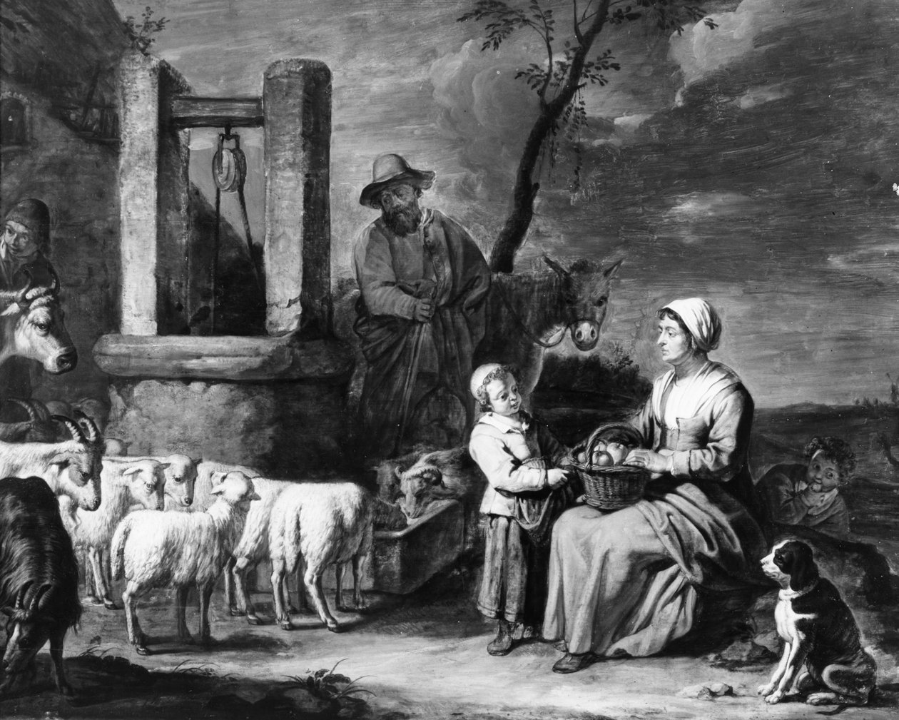 Famiglia di contadini a un pozzo da Master of the Béguins