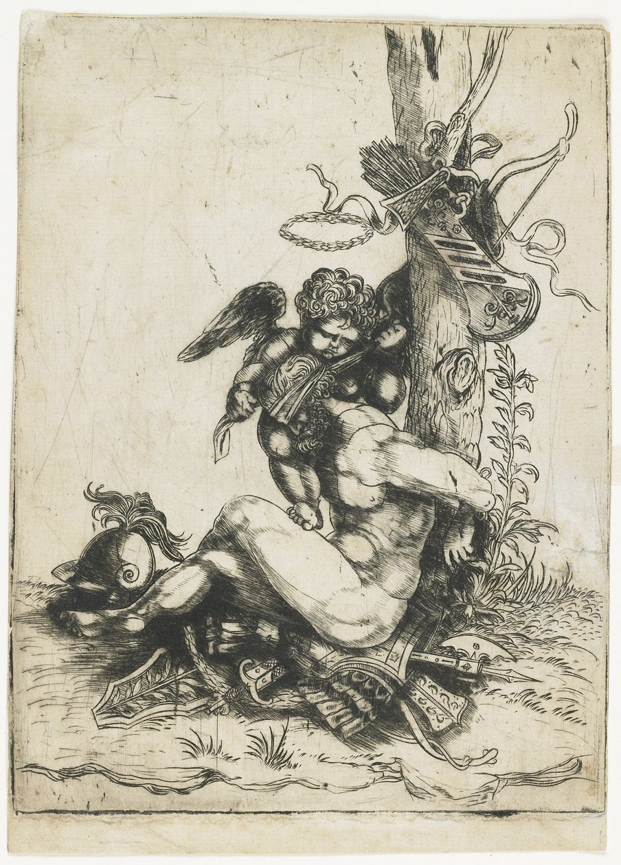 Marte legato da Cupido, c.1515-1520 (puntasecca) da Master of 1515