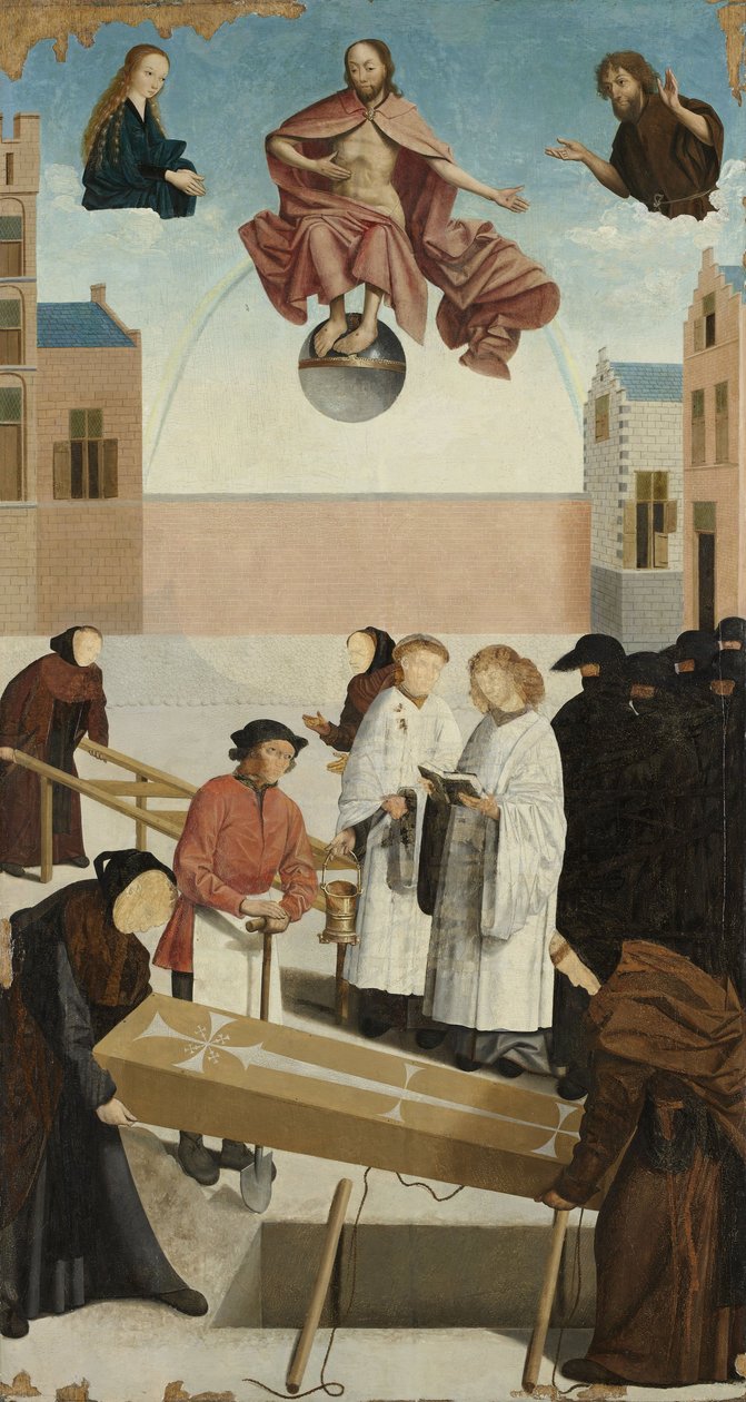 Seppellire i morti da Le sette opere di misericordia, 1504 da Master of Alkmaar