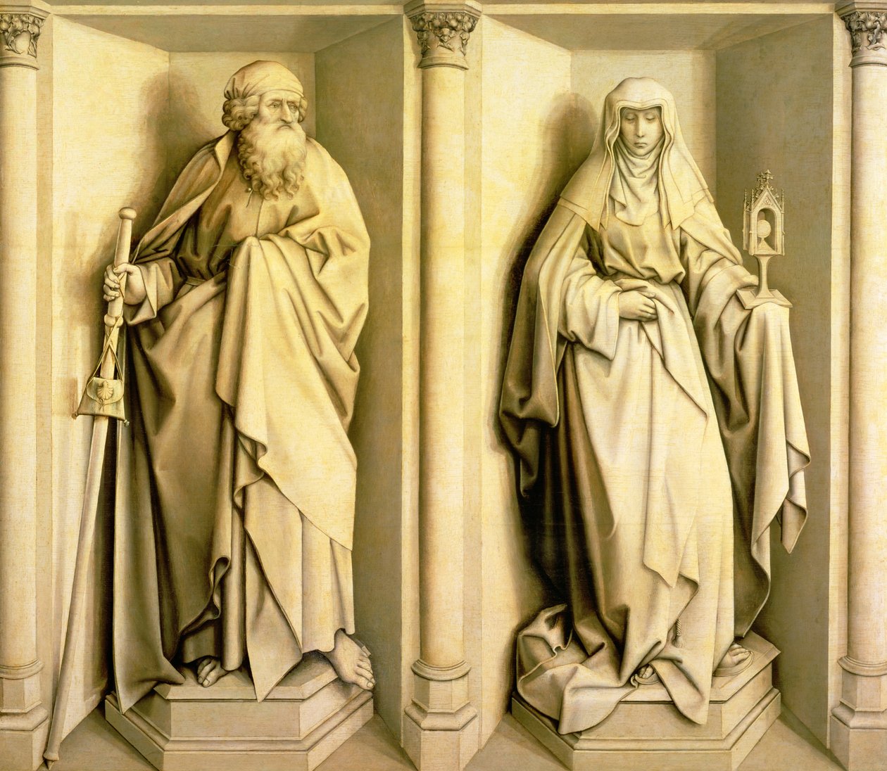 San Giacomo il Maggiore e Santa Chiara, predella del pannello Le nozze della Vergine da Master of Flémalle