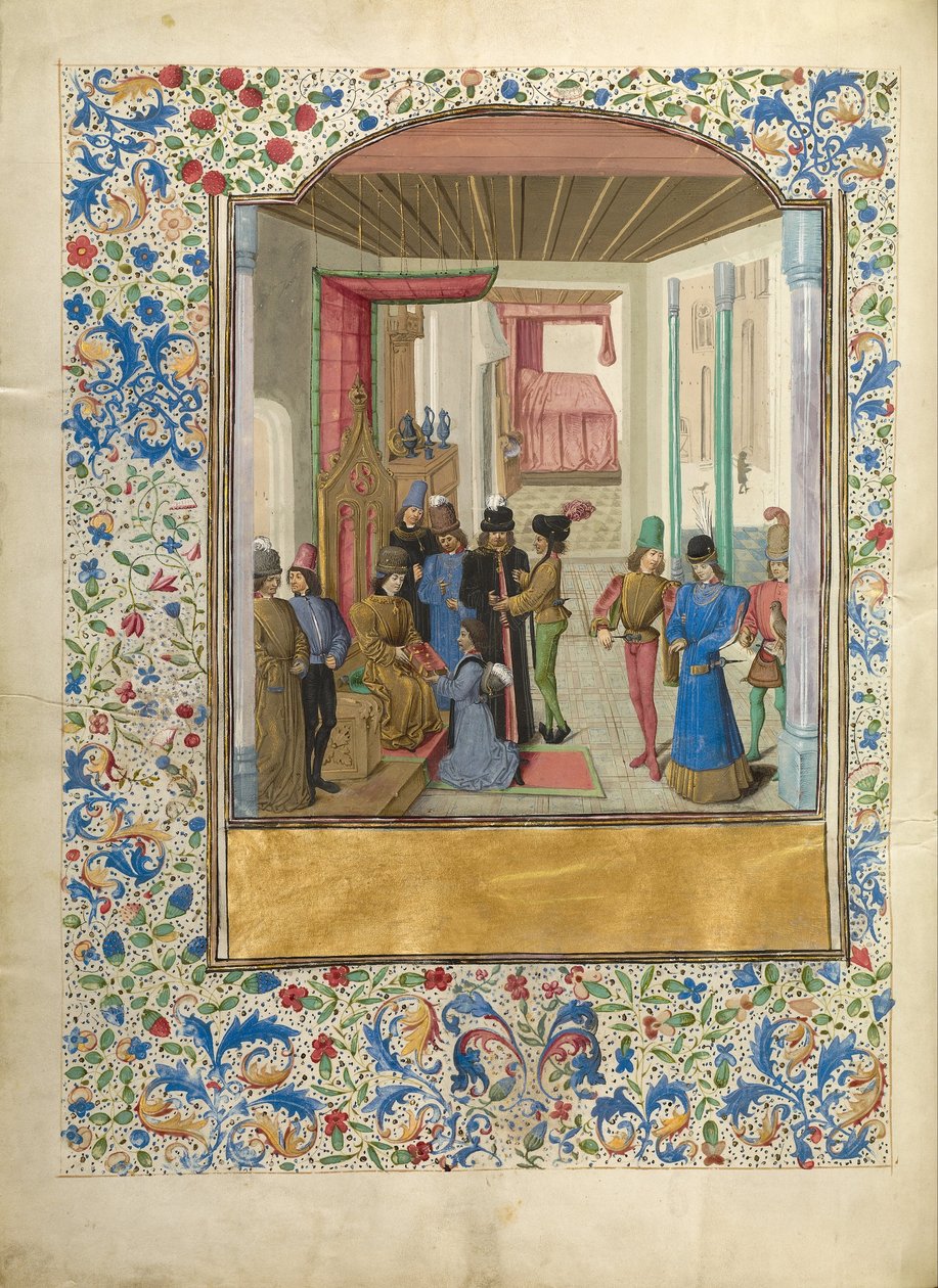 Vasco da Lucena consegna il suo lavoro a Carlo il Temerario da Master of Jardin