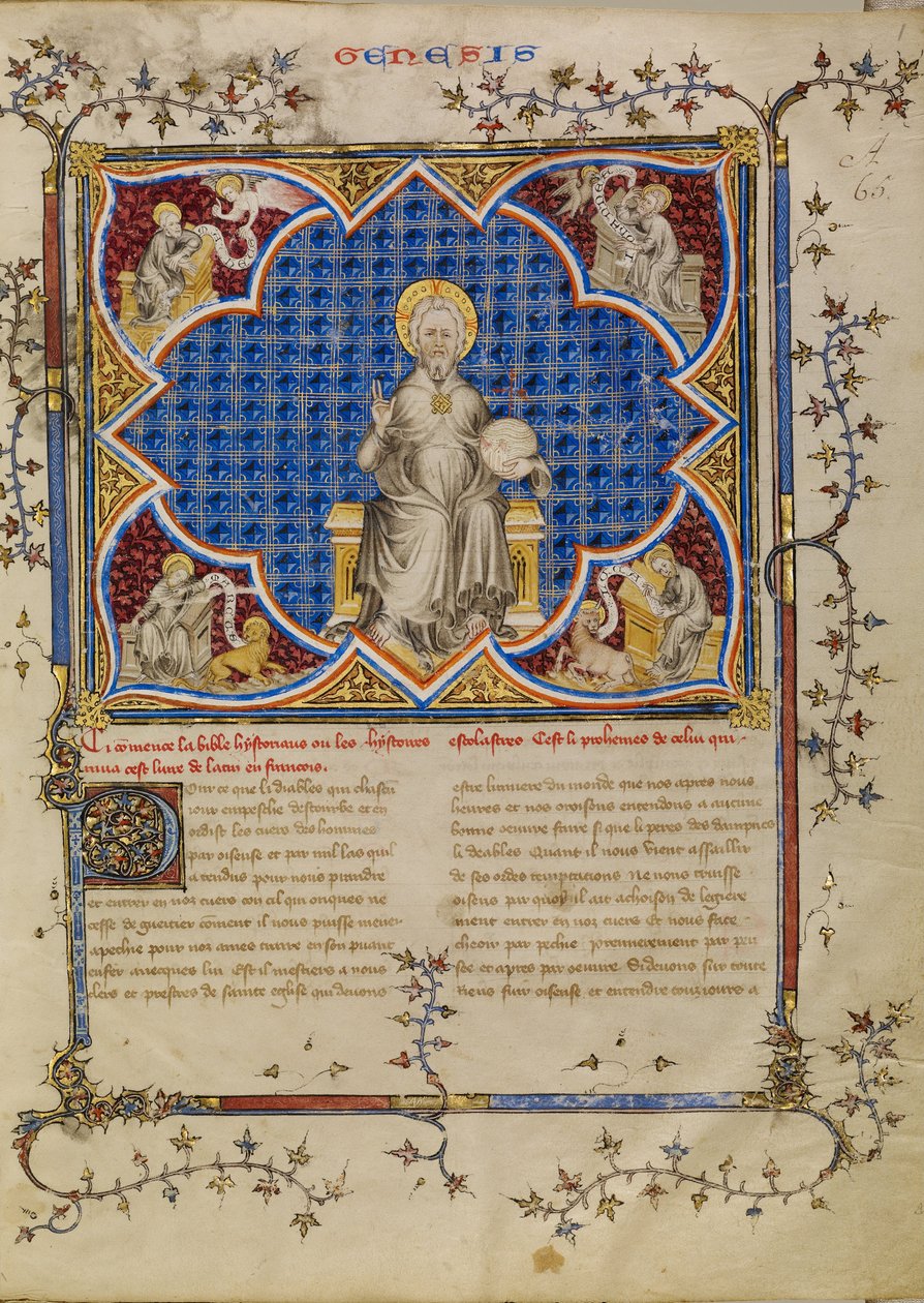 Cristo in maestà e i quattro evangelisti con i loro simboli da Master of Jean
