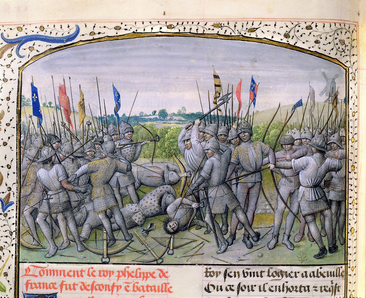 Ms 659 f.255 r. La battaglia di Crecy nel 1346, 1477 da Master of Mary of Burgundy