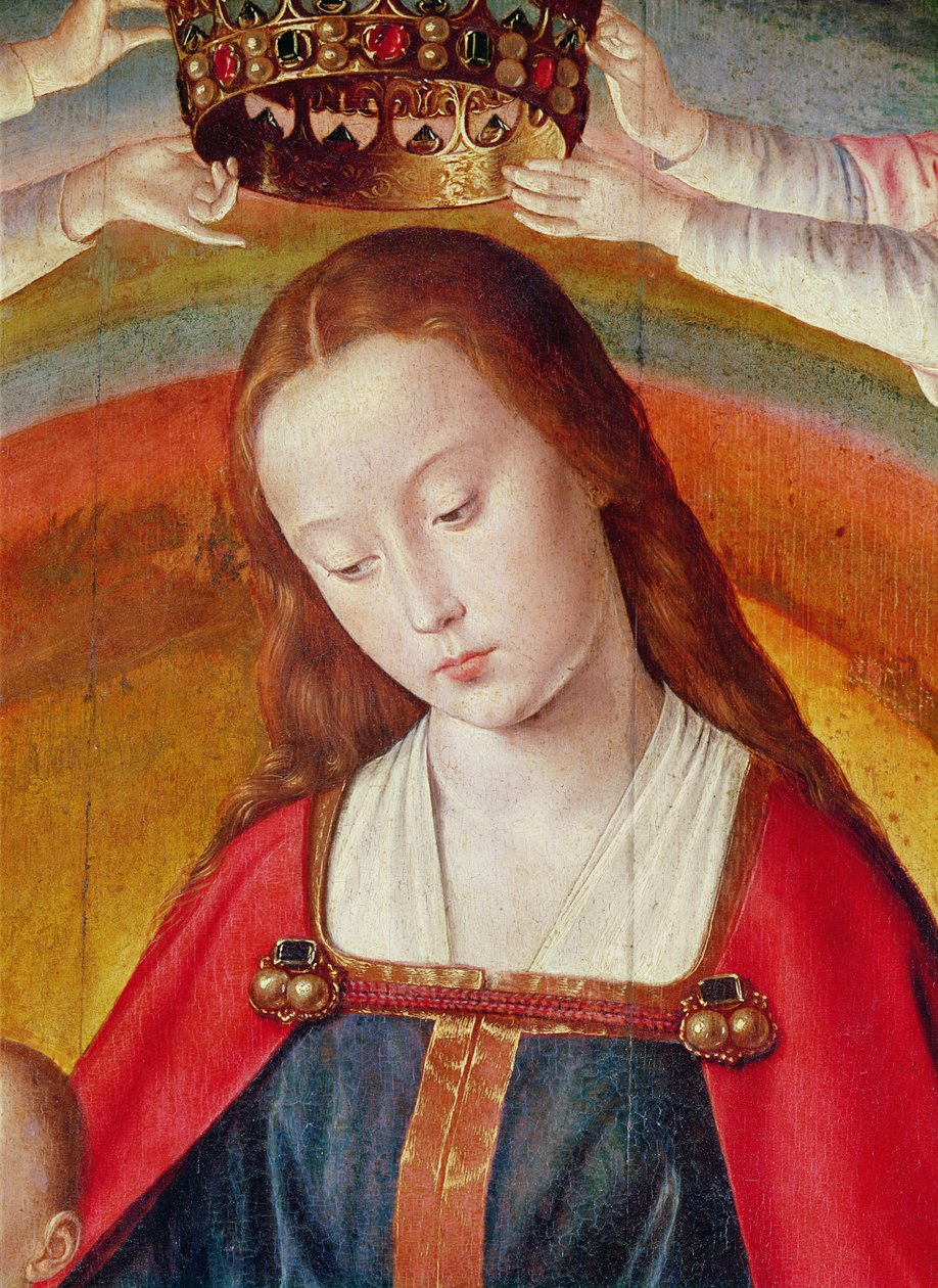 Die Jungfrau Maria mit ihrer Krone (Detail) von Master of Moulins