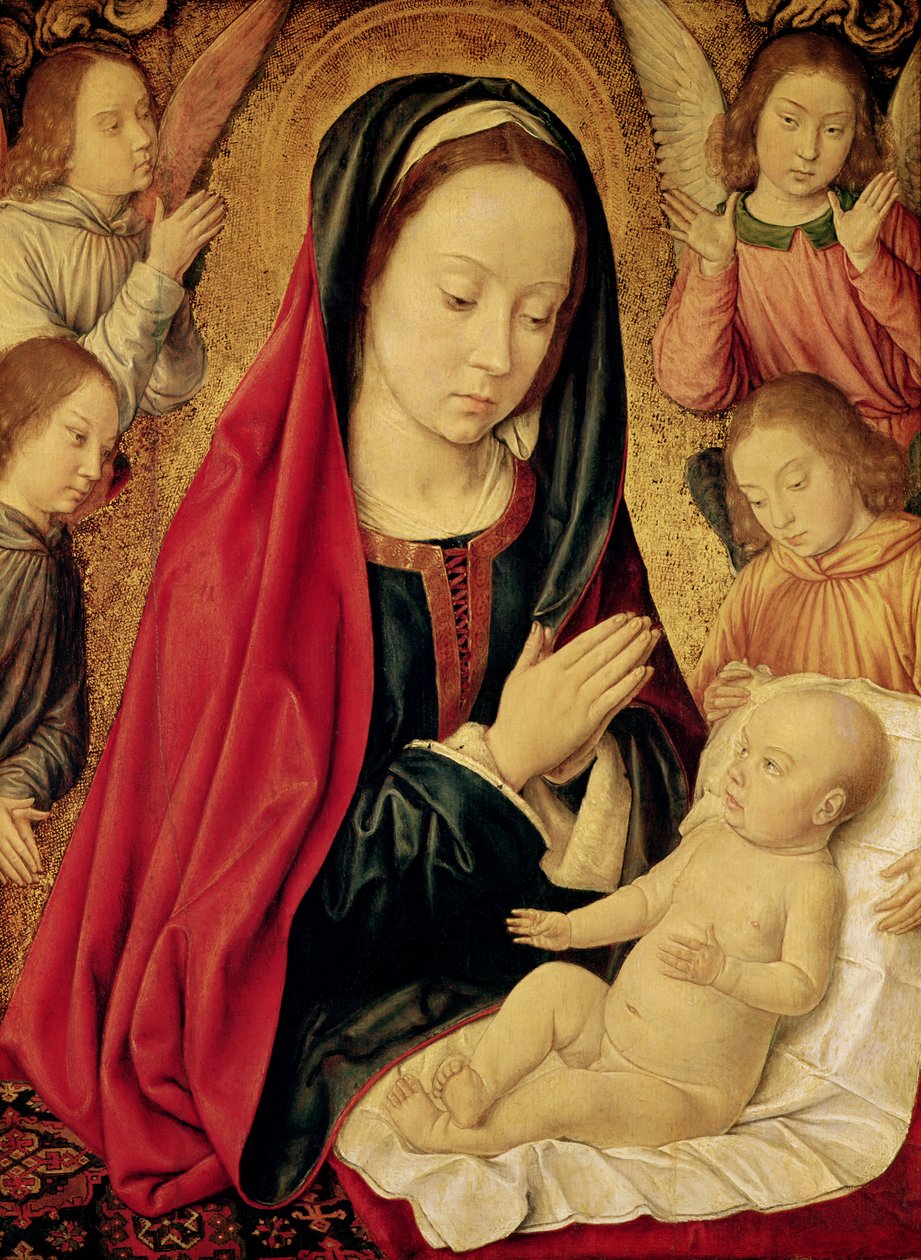 La Vergine e il Bambino adorati dagli angeli da Master of Moulins