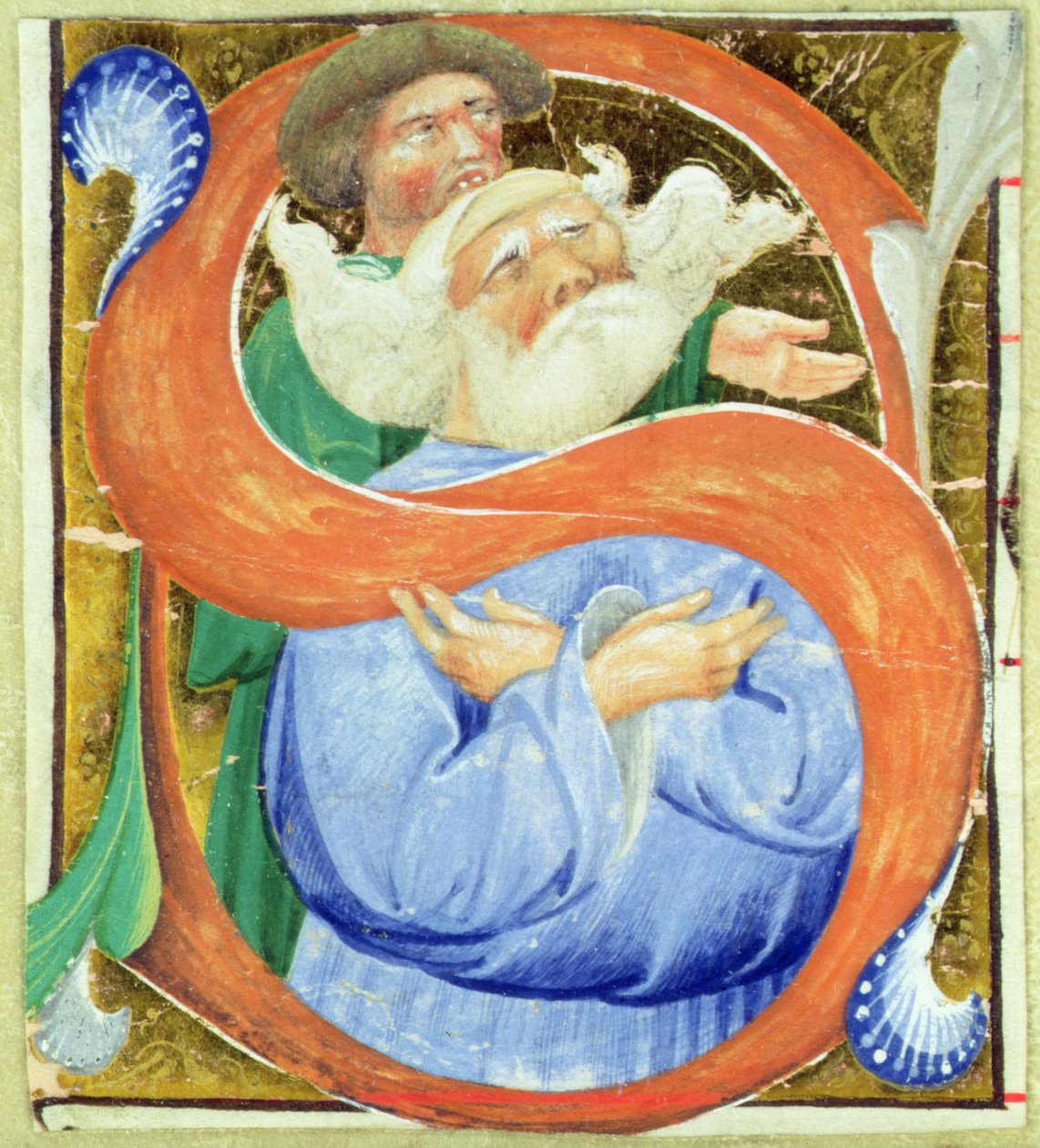 Iniziale istoriate S raffigurante un vecchio che prega da Master of San Michele of Murano