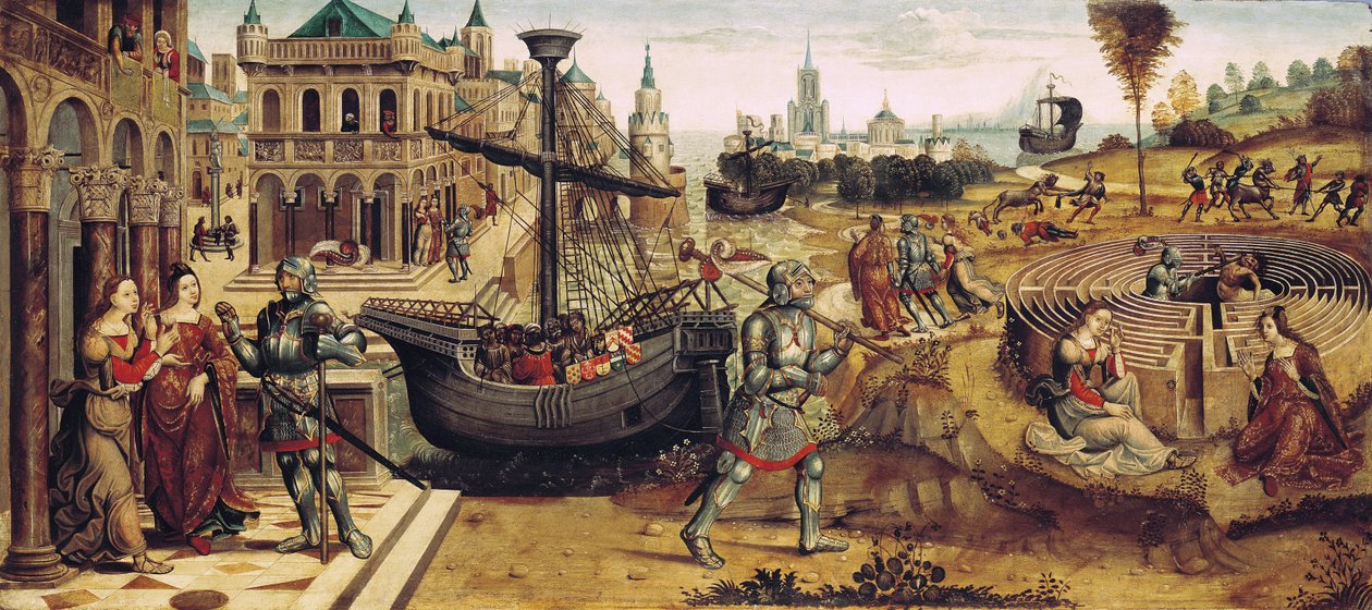 Teseo e il Minotauro, dalla Storia di Teseo da Master of the Campana Cassoni