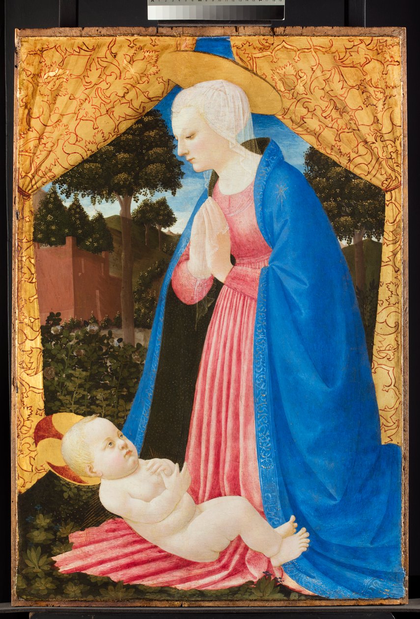 Vergine che adora il Bambino, fine XV secolo da Master of the Castello Nativity