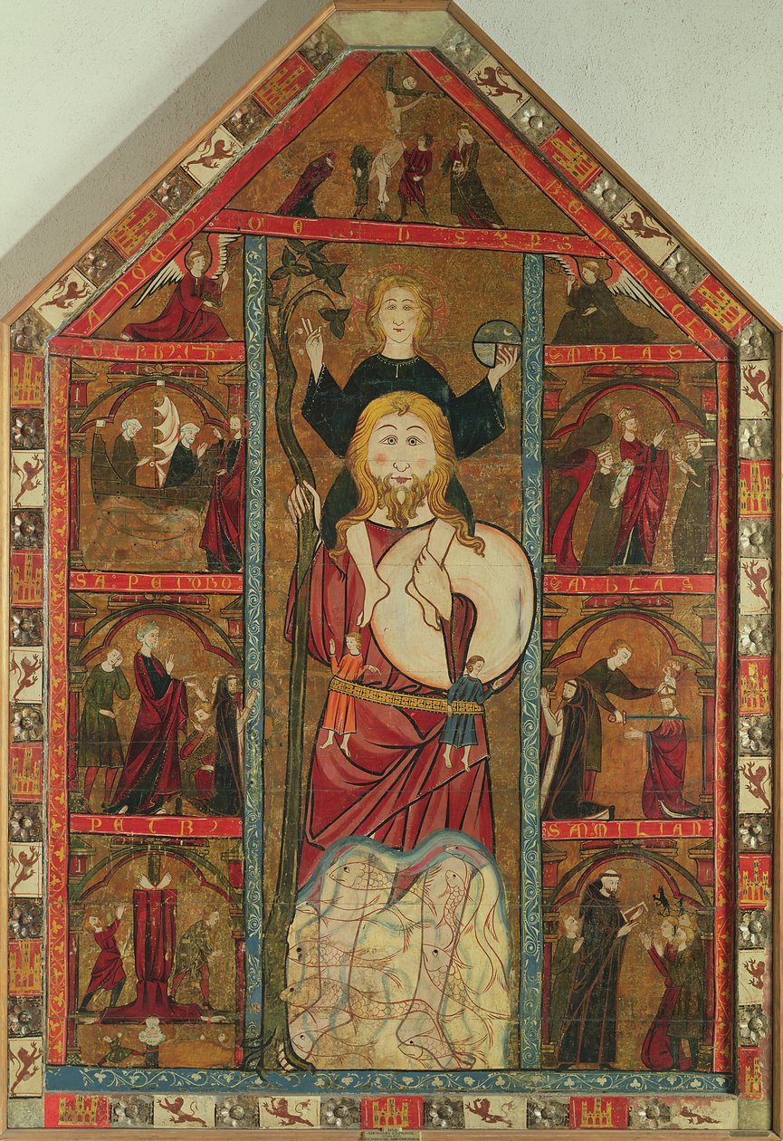 San Cristoforo e il Bambino Cristo, La Deposizione e Scene dalle Vite dei Santi da Master of the Castilian School