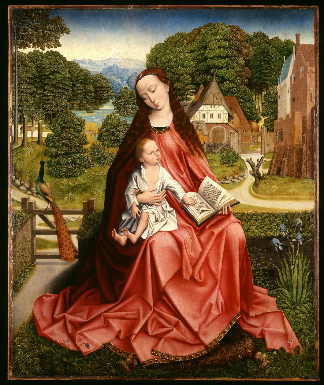 Vergine e Bambino in un paesaggio, c.1492-98 da Master of the Embroidered Foliage