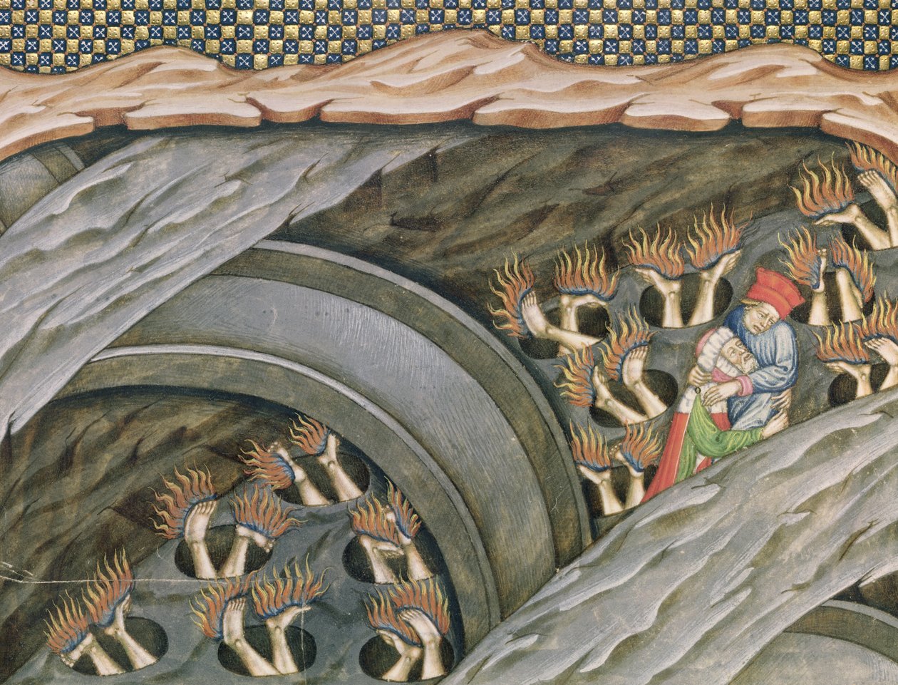 Ms 2017 f.245 Inferno di Dante con un commento di Guiniforte delli Bargigi, ca. 1440 da Master of the Vitae Imperatorum