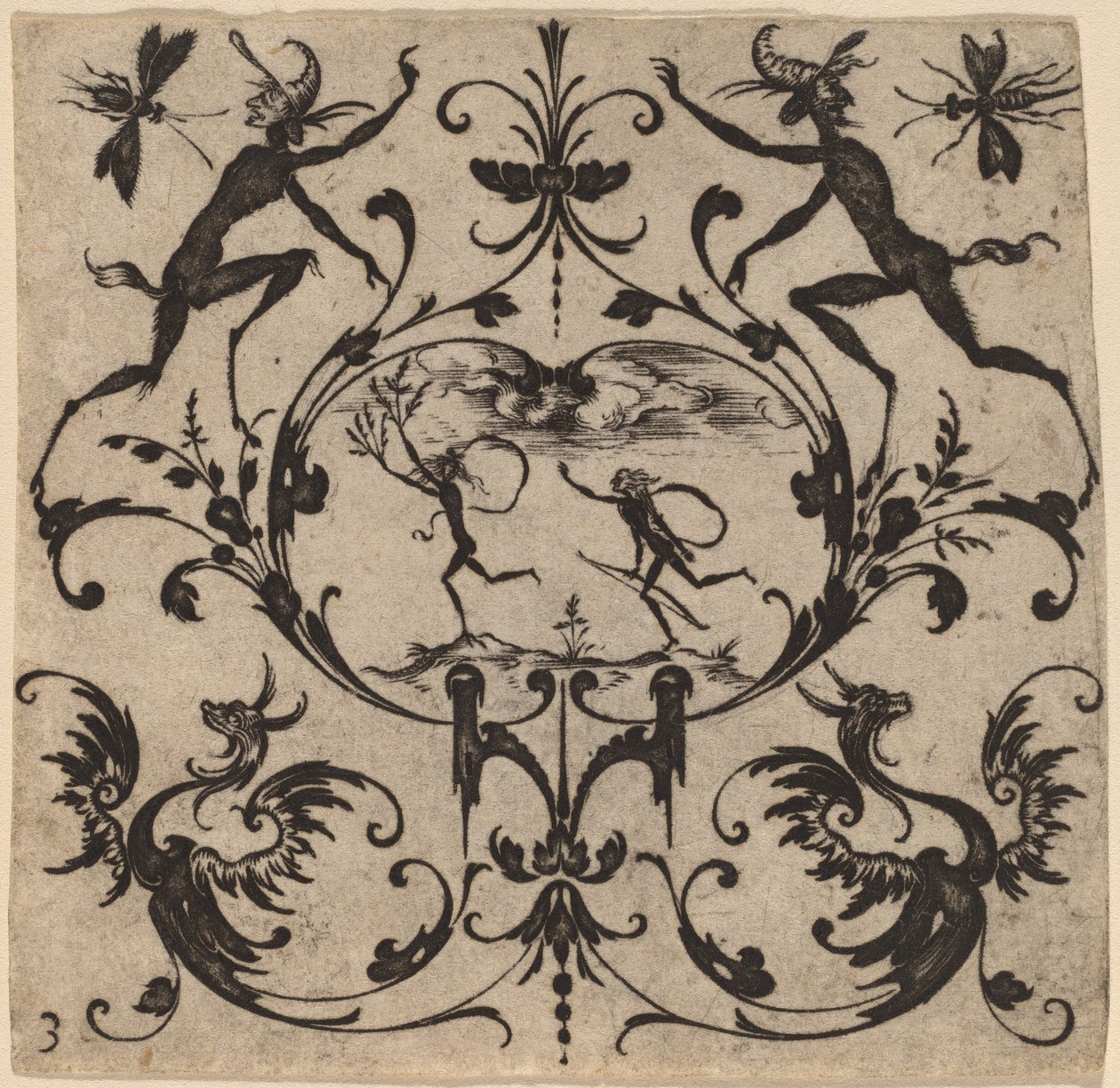 Ornamento con grottesco da Master CR