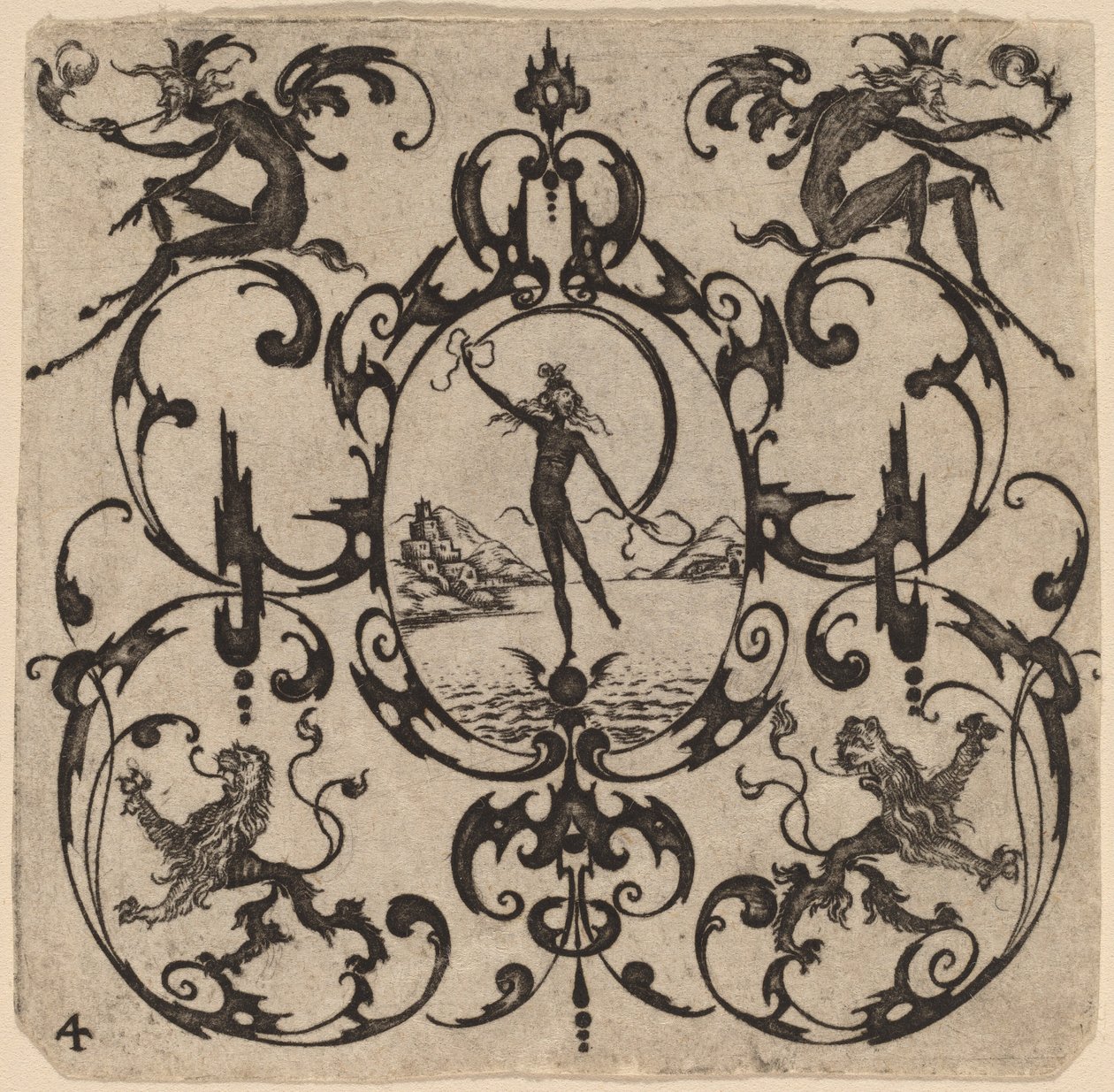 Ornamento con grottesco da Master CR