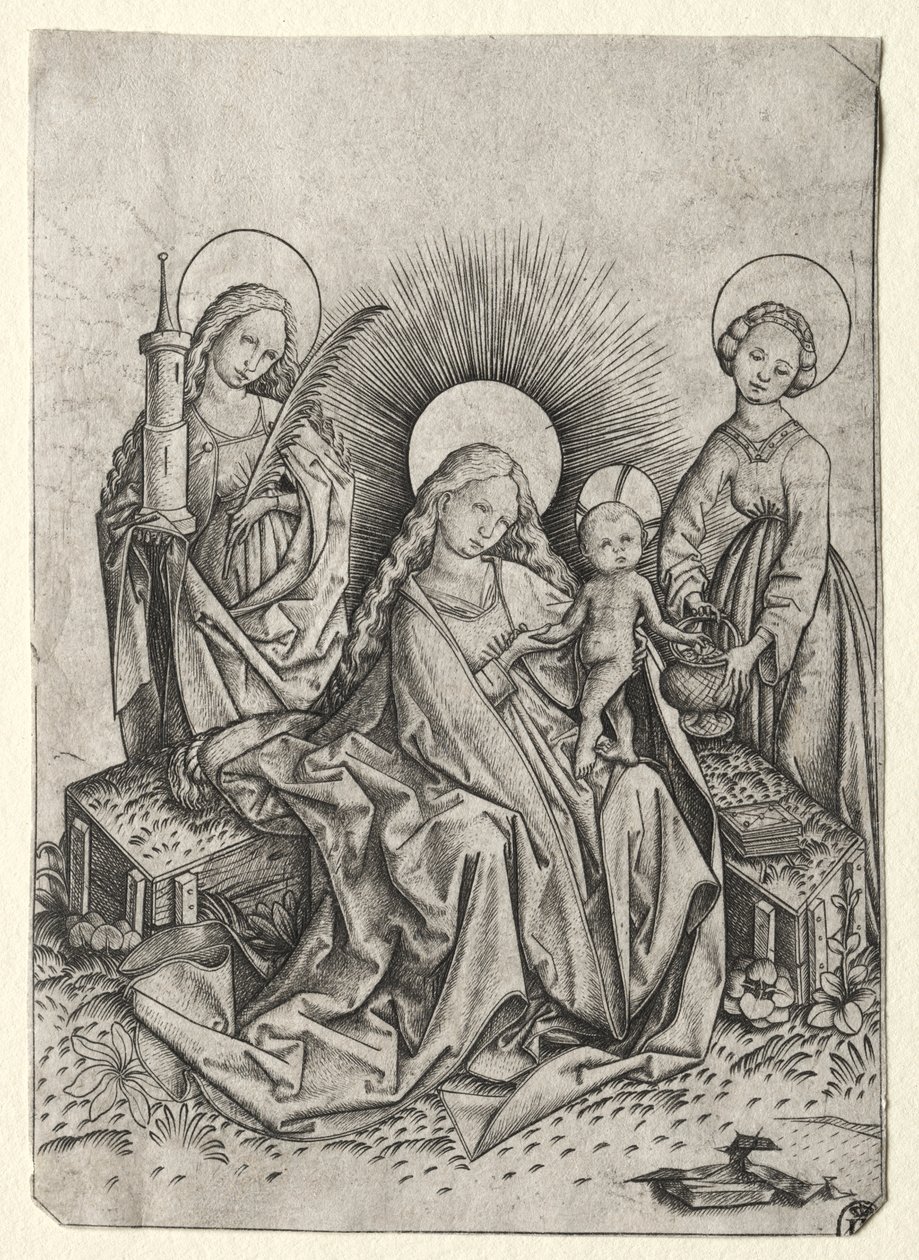 Madonna e Bambino in un giardino tra Santa Barbara e Santa Dorotea da Master ES