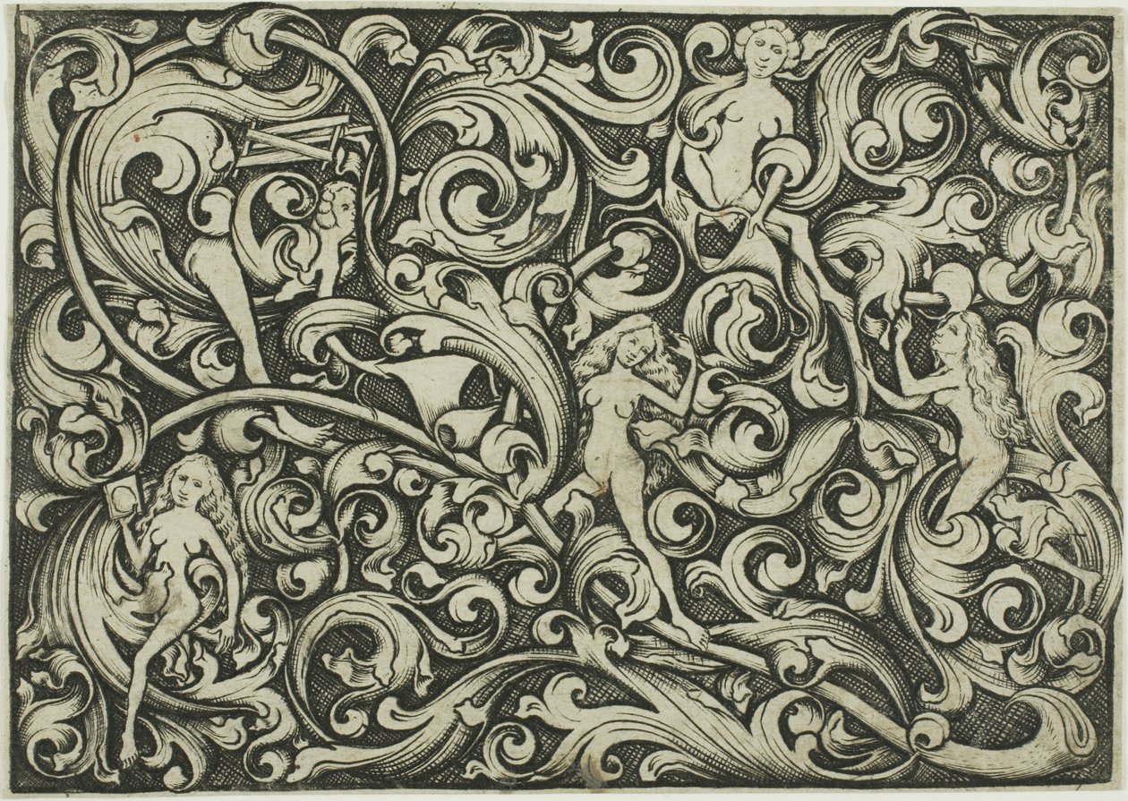 Ornamento con donne che combattono da Master E.S.