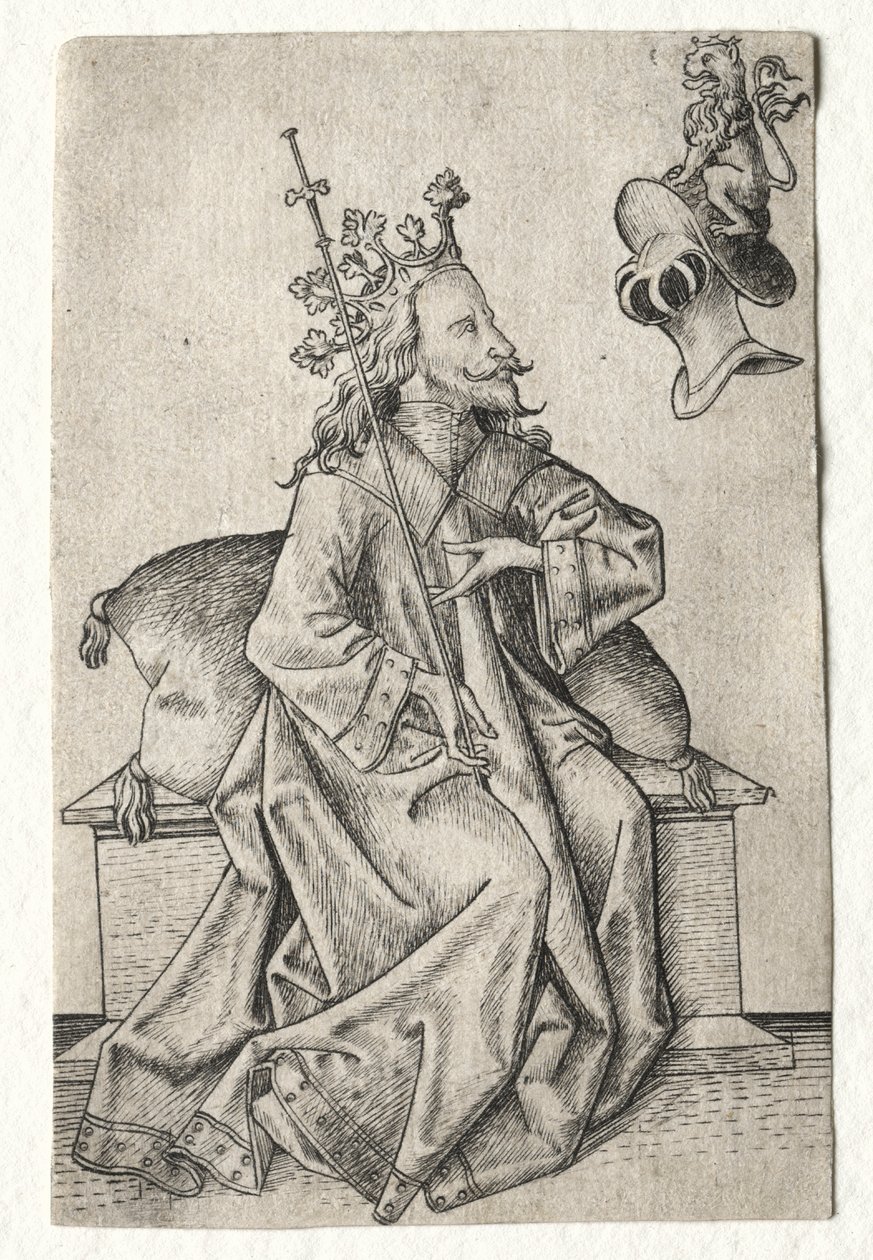 Le piccole carte da gioco: Secondo seme: Elmi: Carta da gioco con re ed elmo da Master ES