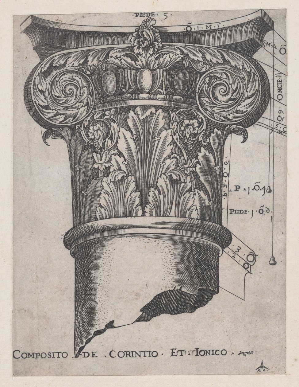 Speculum Romanae Magnificentiae: Composito di Corinzio e Ionico, ca. 1537 da Master GA