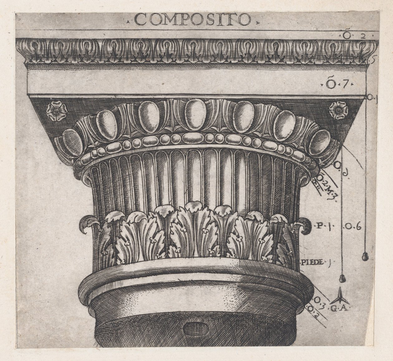 Speculum Romanae Magnificentiae: Capitello ionico, ca. 1537 da Master GA