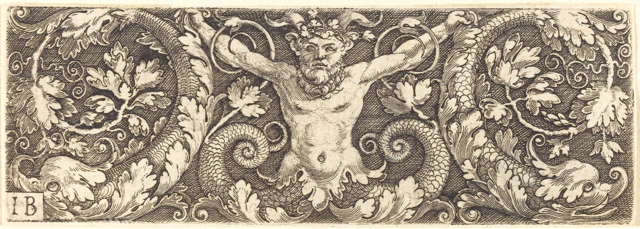 Ornamento con satiro fantastico e delfini da Master IB