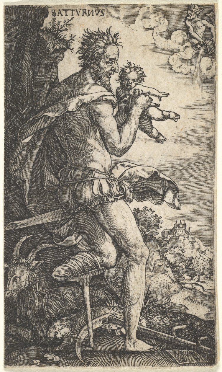 Saturno da The Gods Who Preside Over the Planets, 1525 da Master I.B.