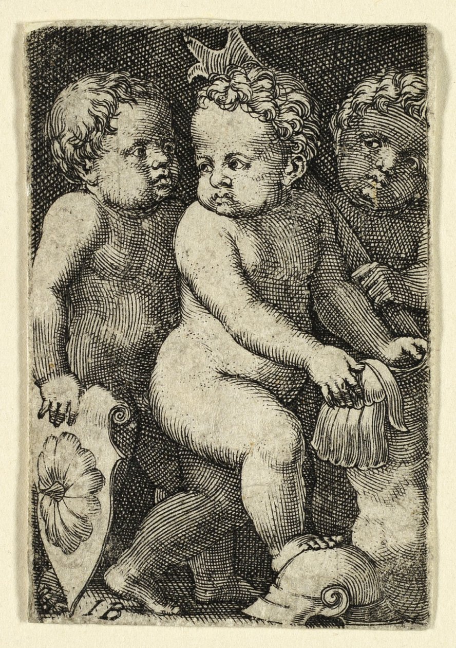 Tre putti con armatura da Master I.B.