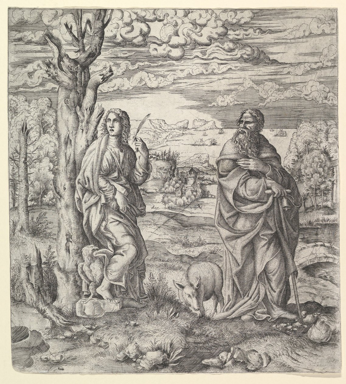 San Giovanni e Antonio in un paesaggio, ca. 1544-45 da Master IQV