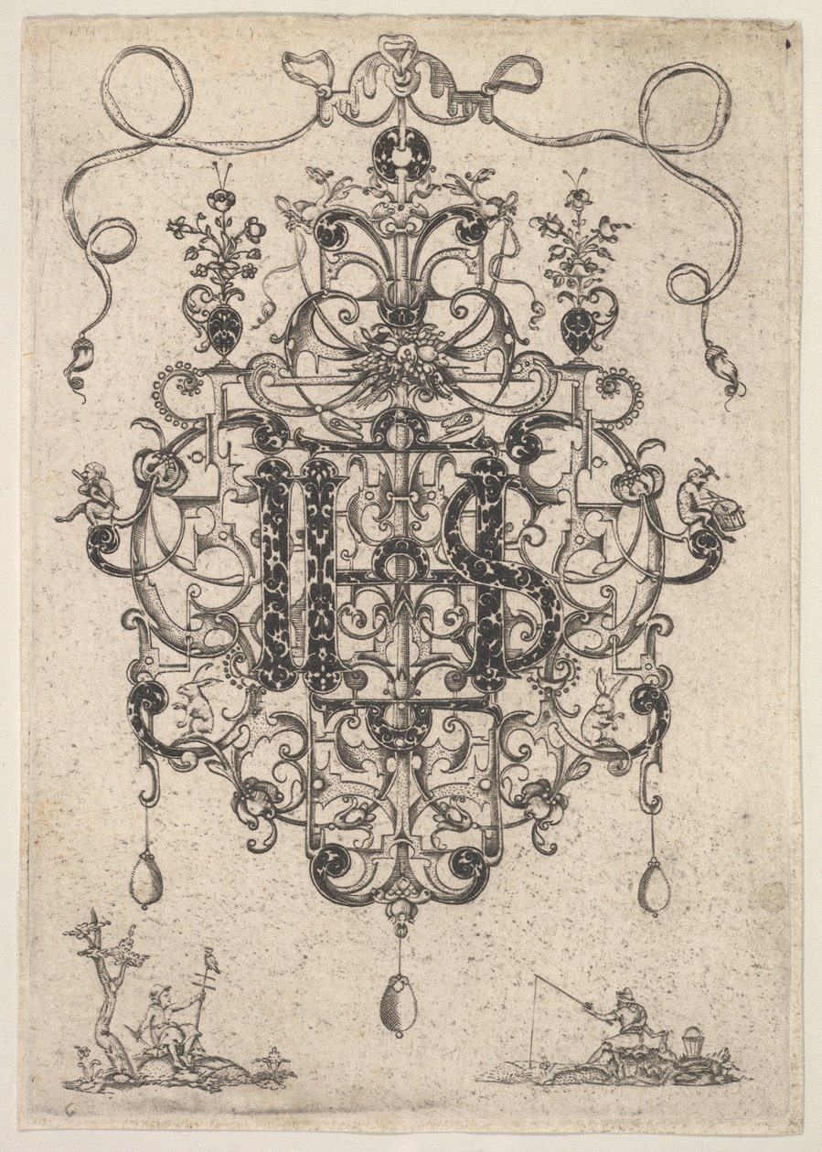 Design per un pendente con monogramma IHS, 1609 da Master PRK