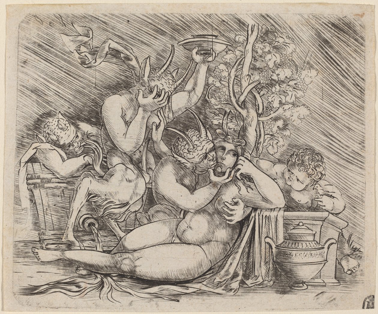 Scena Baccanale con Satiri e una Menade da Master of 1515