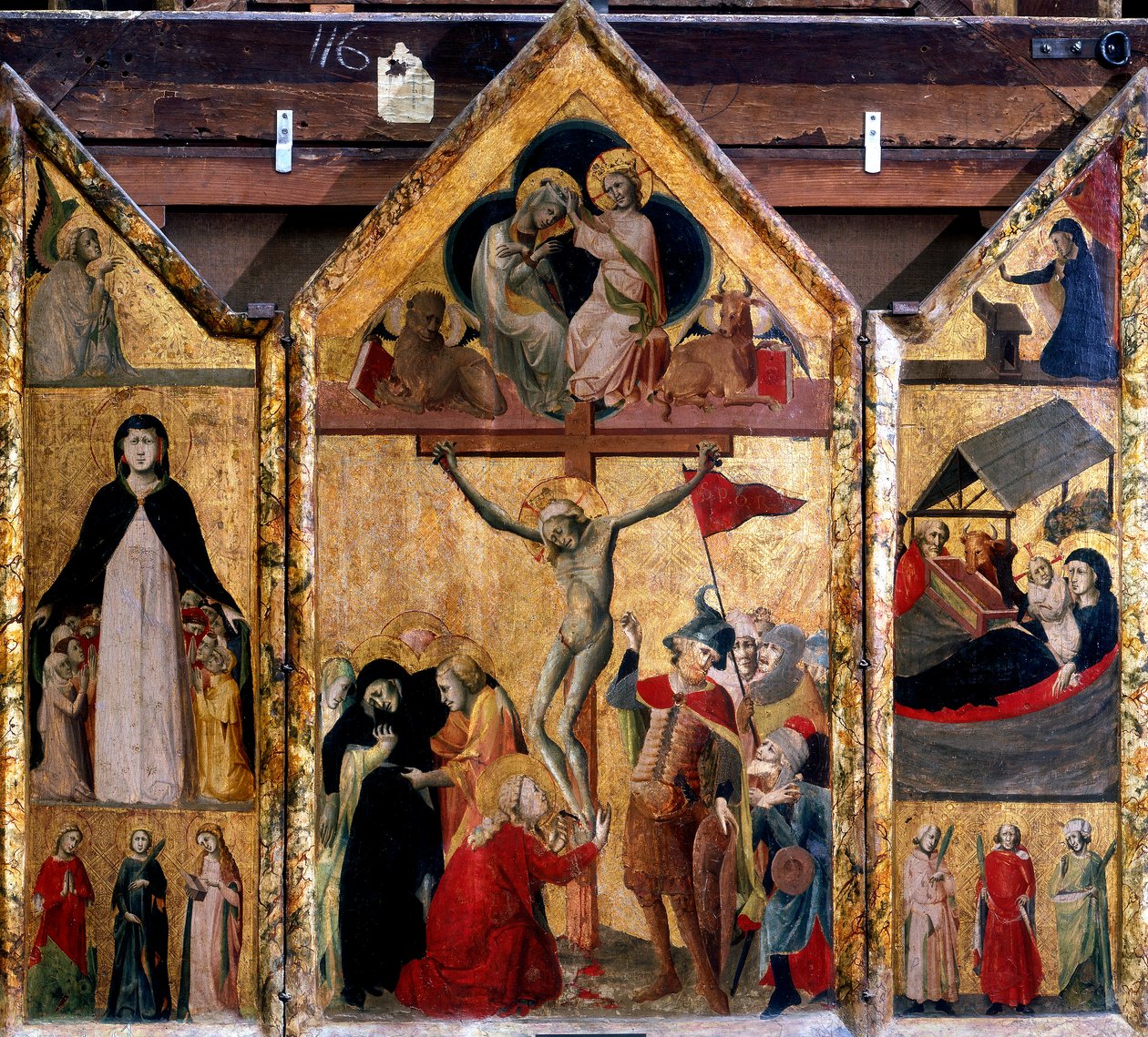 Trittico con la Crocifissione come pannello centrale, c. 1333 da Master of Bologna