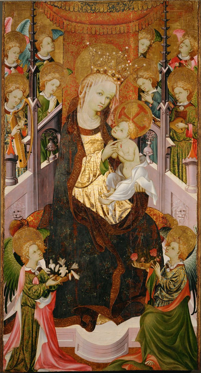 Vergine e Bambino circondati da angeli ... da Master of Burgo de Osma