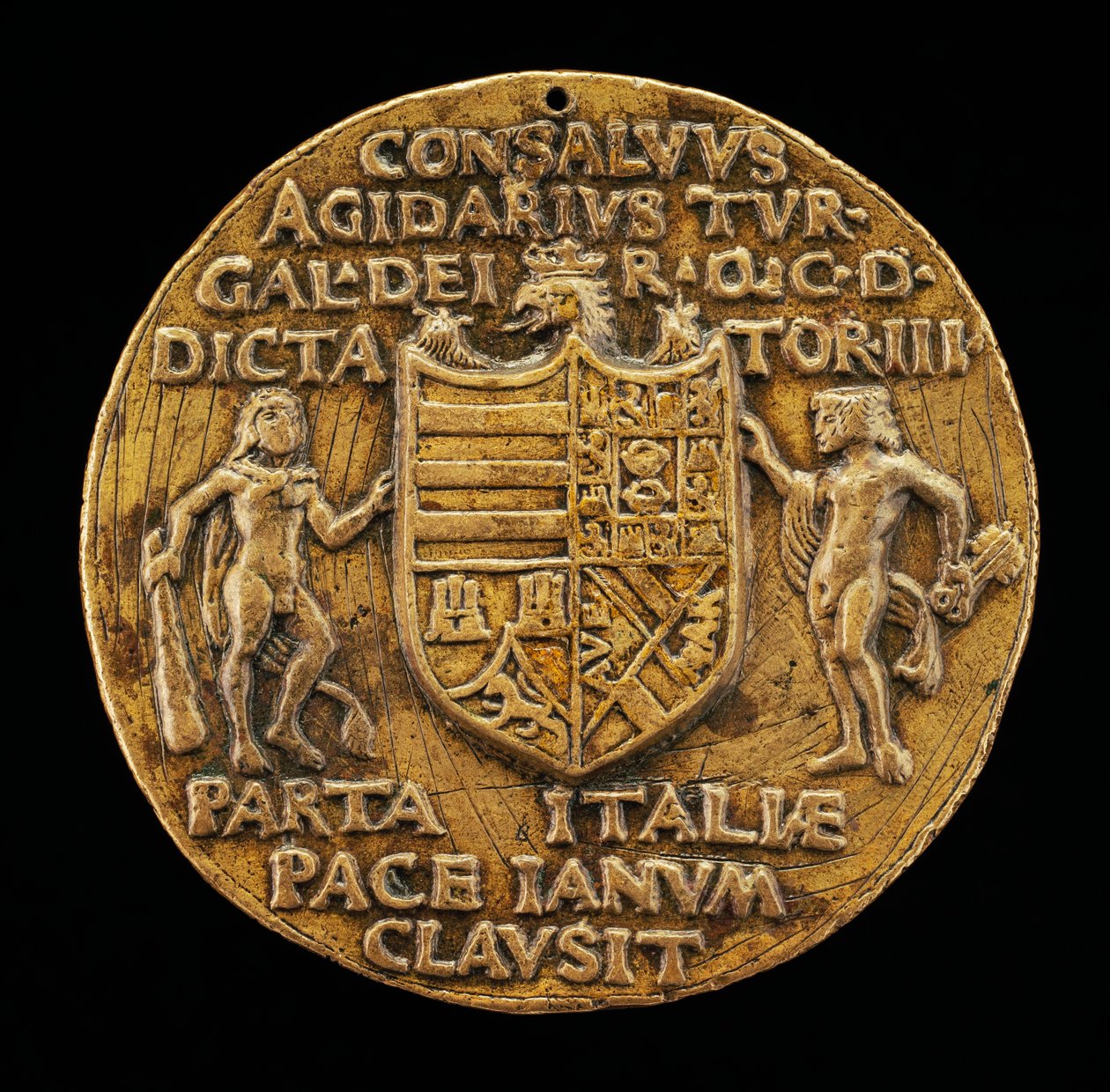 Scudo sostenuto da Ercole e Giano [verso], c. 1503 da Master of Coriolanus