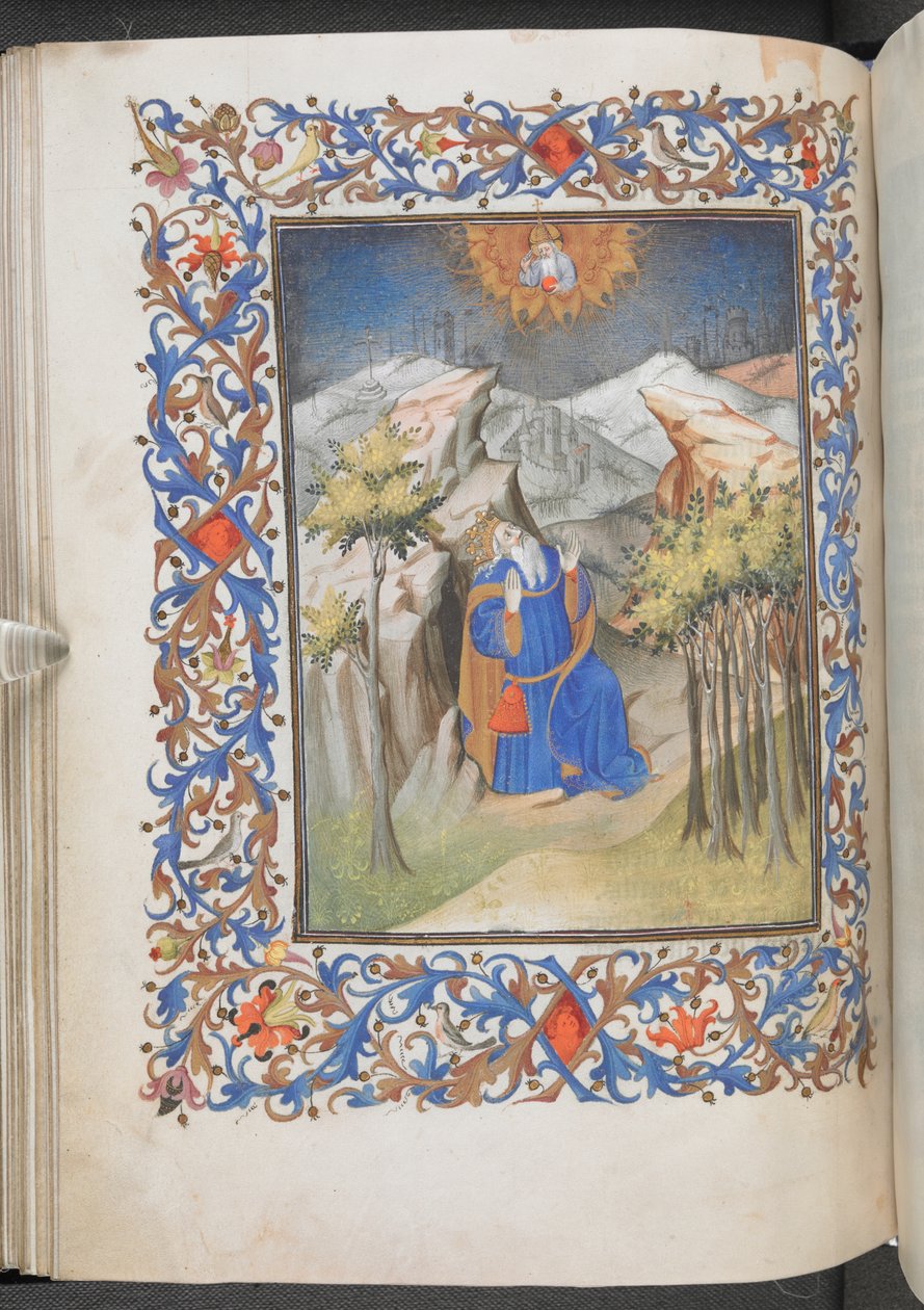 Davide in preghiera, Anjou Hours, Egerton 1070, f.44v da Master of Egerton