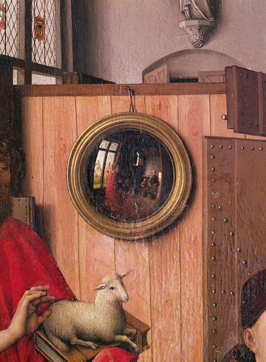 San Giovanni Battista e il Donatore, Heinrich Von Werl, dal Polittico di Werl (dettaglio dello specchio) da Master of Flémalle