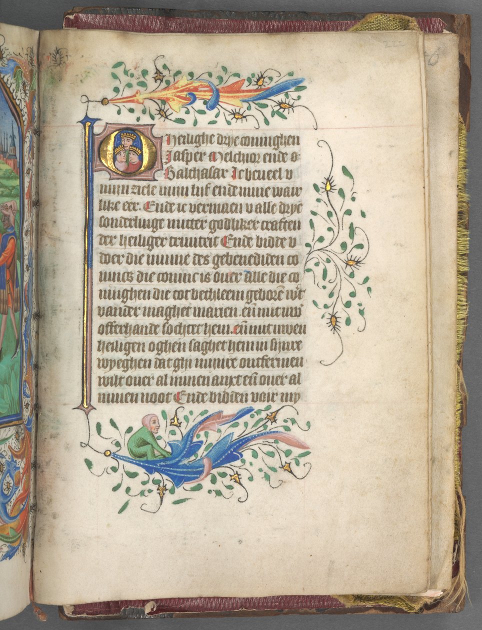 Libro delle Ore Uso di Utrecht: fol. 222r, Iniziale con i Tre Re, c. 1460-1465 da Master of Gijsbrecht van Brederode