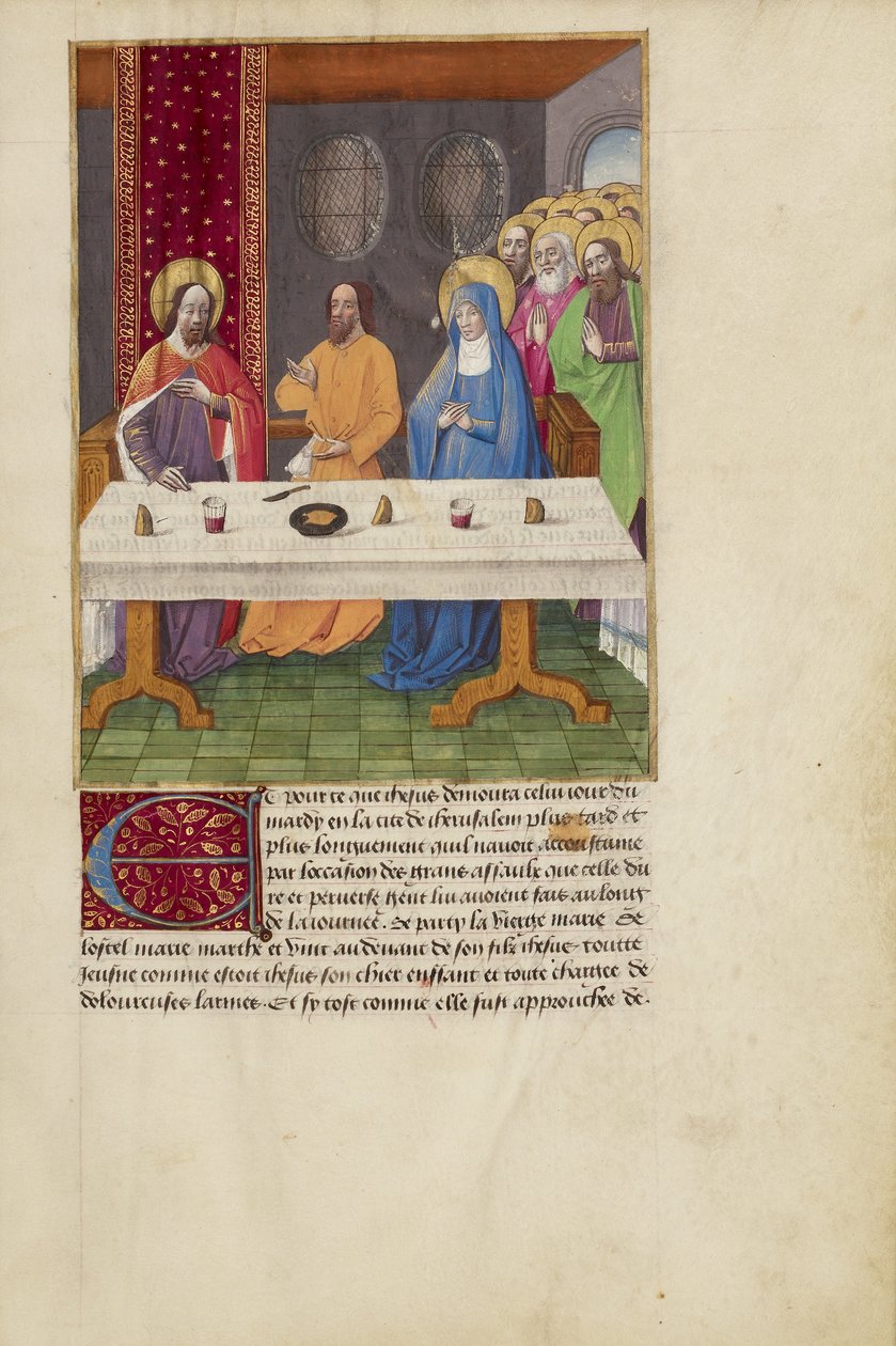 Giuda seduto a tavola tra Cristo e la Vergine da Master of Guillaume Lambert