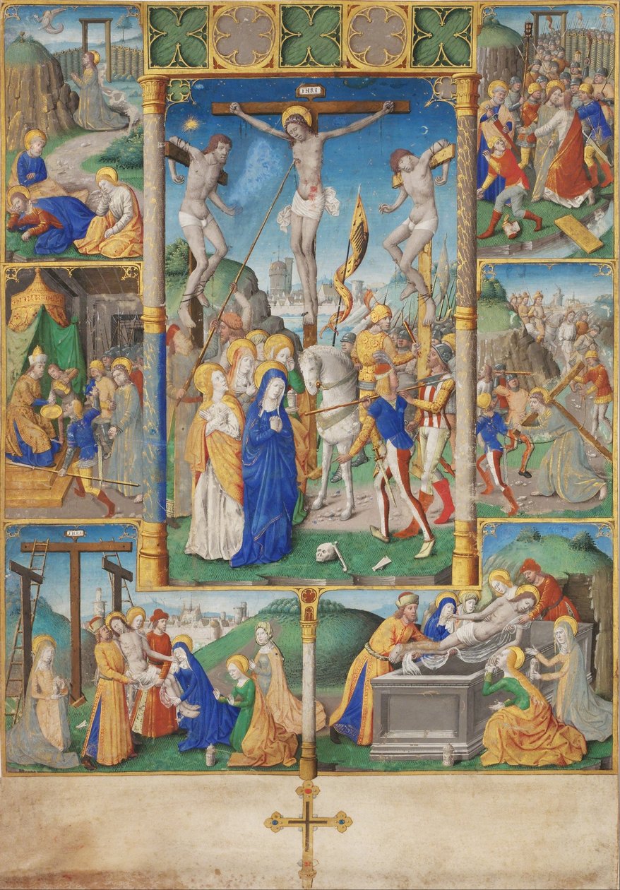 La crocifissione con sei storie della Passione da Master of Jacques de Besançon
