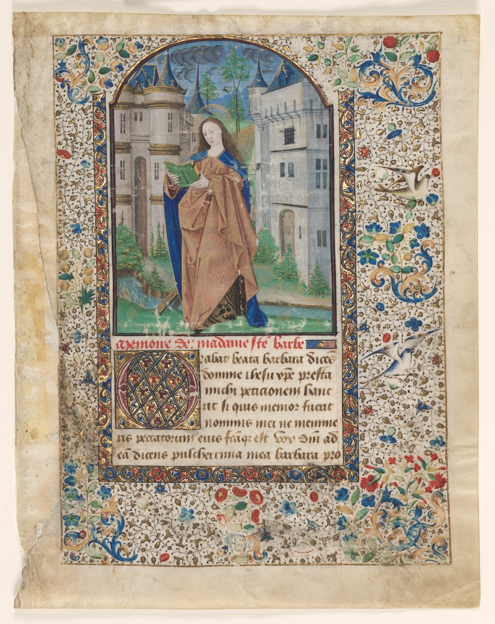 Foglio da un libro delle ore: Santa Barbara da Master of Jacques de Luxembourg