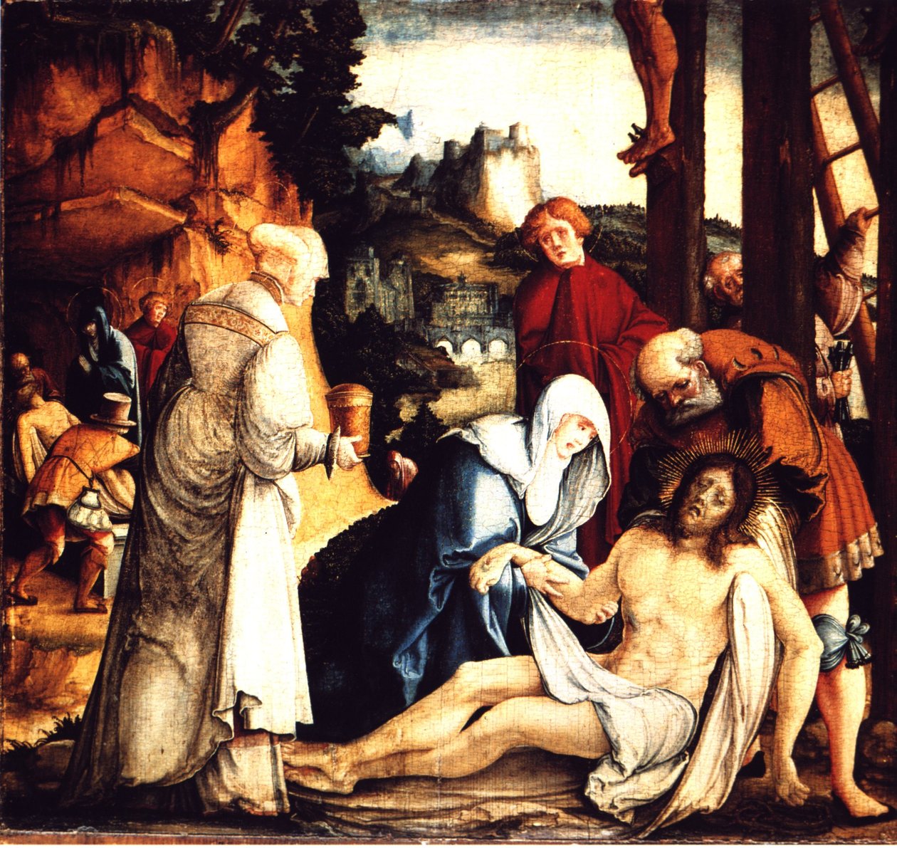 Tedesco: Il lamento e la sepoltura di Cristo Il lamento di Cristo e la sua sepoltura da Master of Messkirch